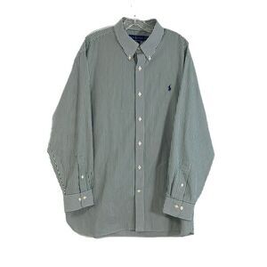 Ralph Lauren Purepress Classic Fit Shirt Button Down XL 18 34/35 Green Striped